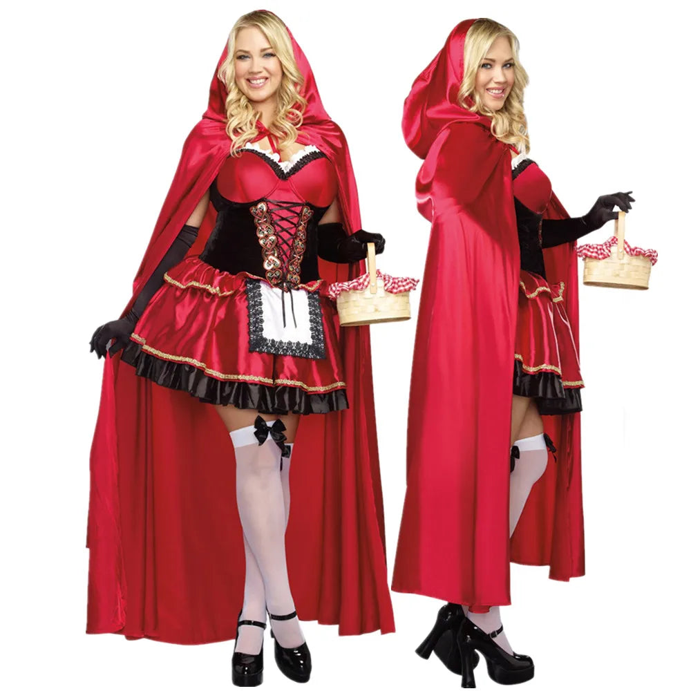 High Quality Little Red Riding Hood Costume Fancy Adult Cheap Hallowen Dressing up Fantasia Feminina Christmas Costumes