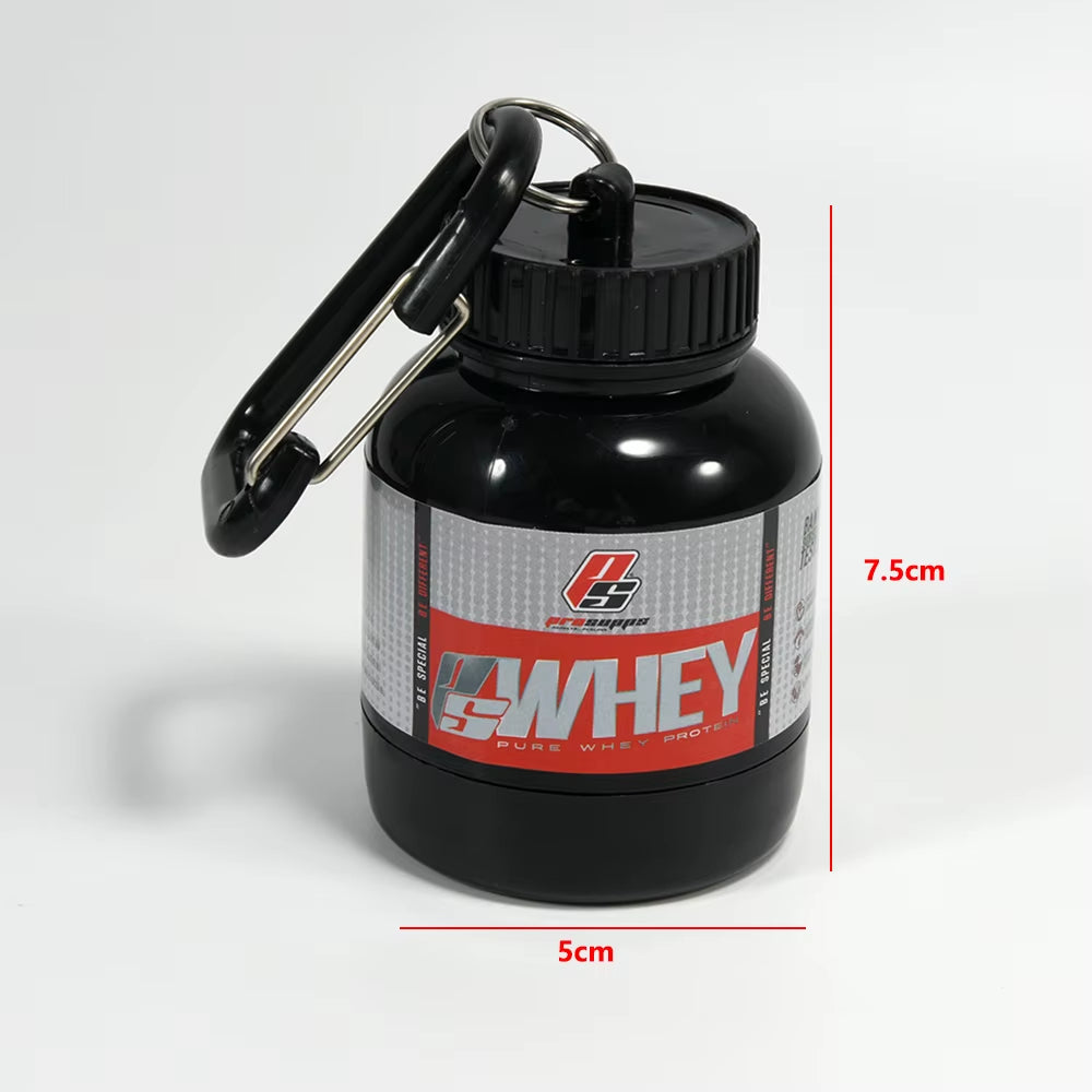 ๐ ZK30 Mini Protein Powder Container โ Keychain Pill Organizer | Sport Supplement Cup (7.5 x 5 cm)