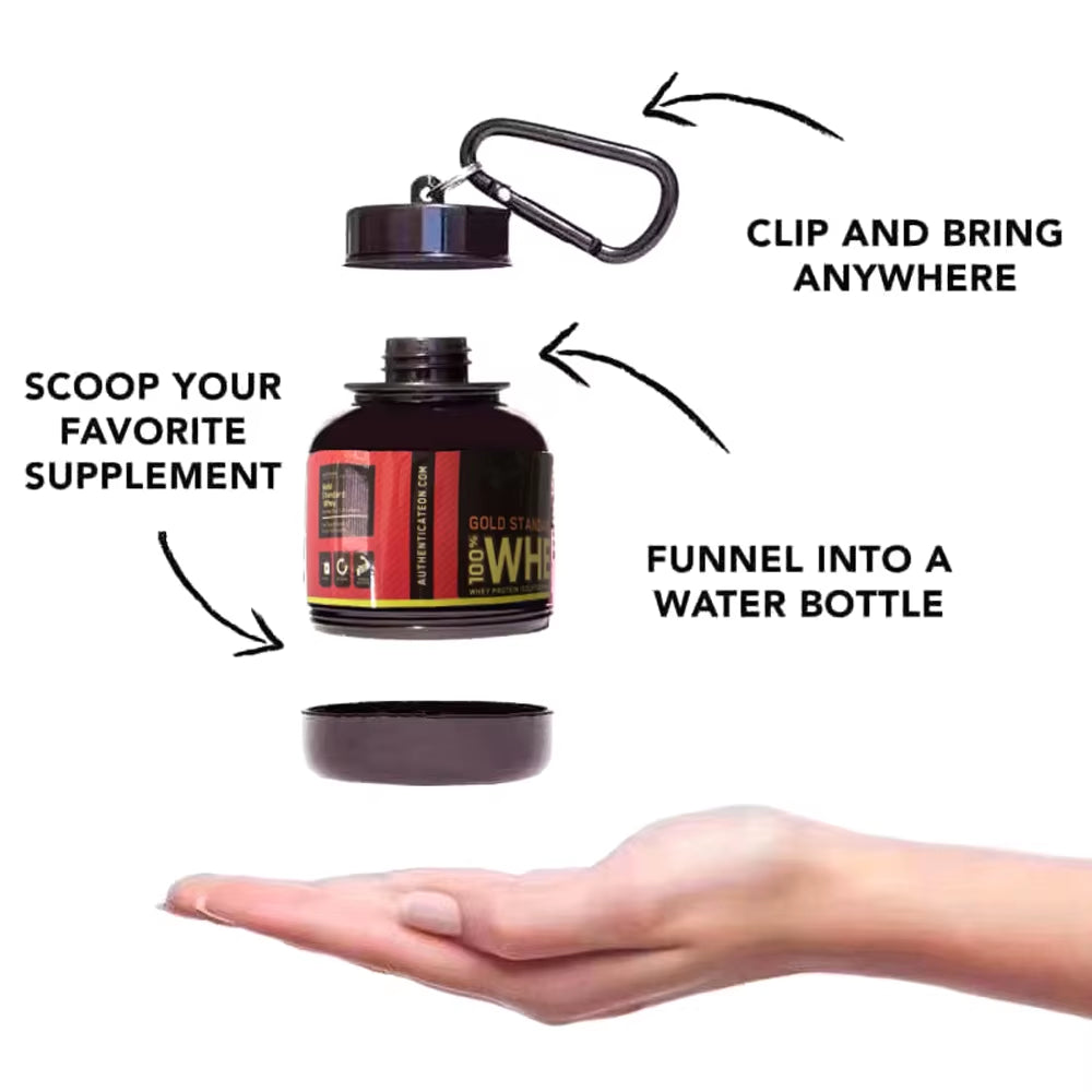 ๐ ZK30 Mini Protein Powder Container โ Keychain Pill Organizer | Sport Supplement Cup (7.5 x 5 cm)
