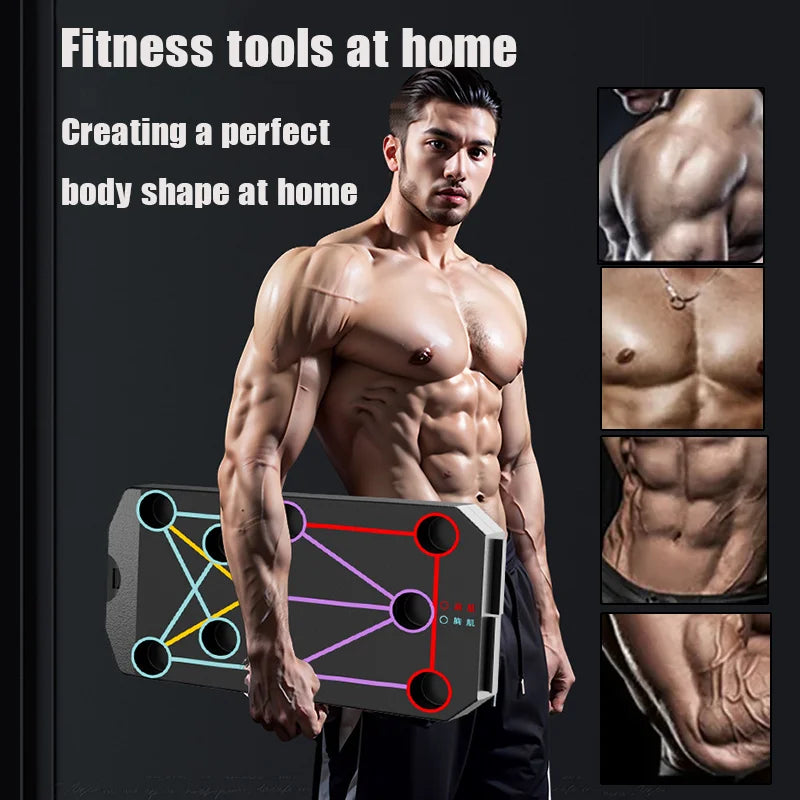 💥 Push-Up Board – Multi-Function Home Gym System for Full Upper Body Strength Training Color-Coded Muscle Targeting | Portable | Professional Push-Up Bar System