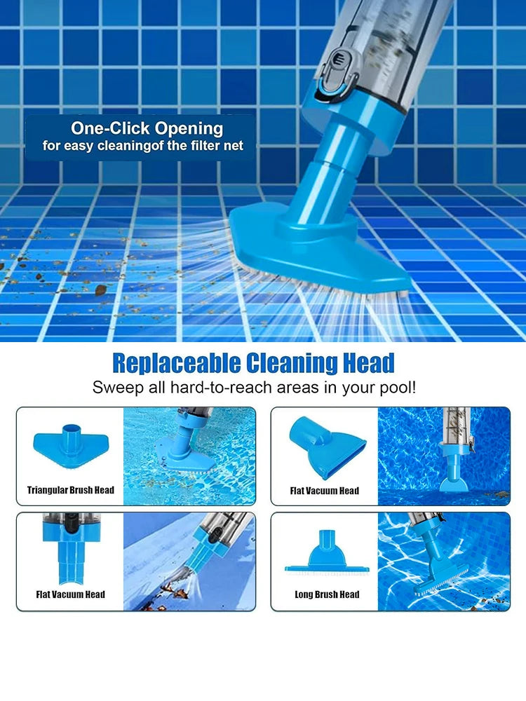 3-in-1 Cordless Rechargeable Pool Vacuum Cleaner – Handheld & Powerful Clean Smarter, Not Harder. For Pools, Spas & Bathtubs.