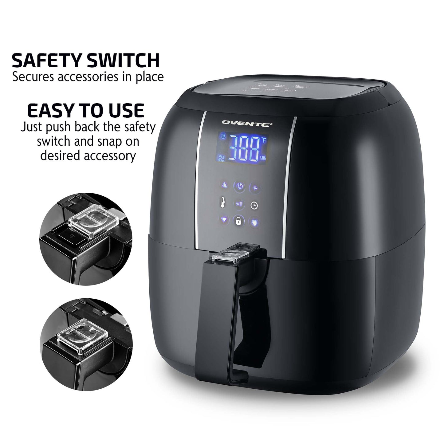 🖤 Compact 3.2 Qt Air Fryer – LED Touchscreen, 6 Presets, Non-Stick, Oil-Free Frying | OVENTE FAD61302B