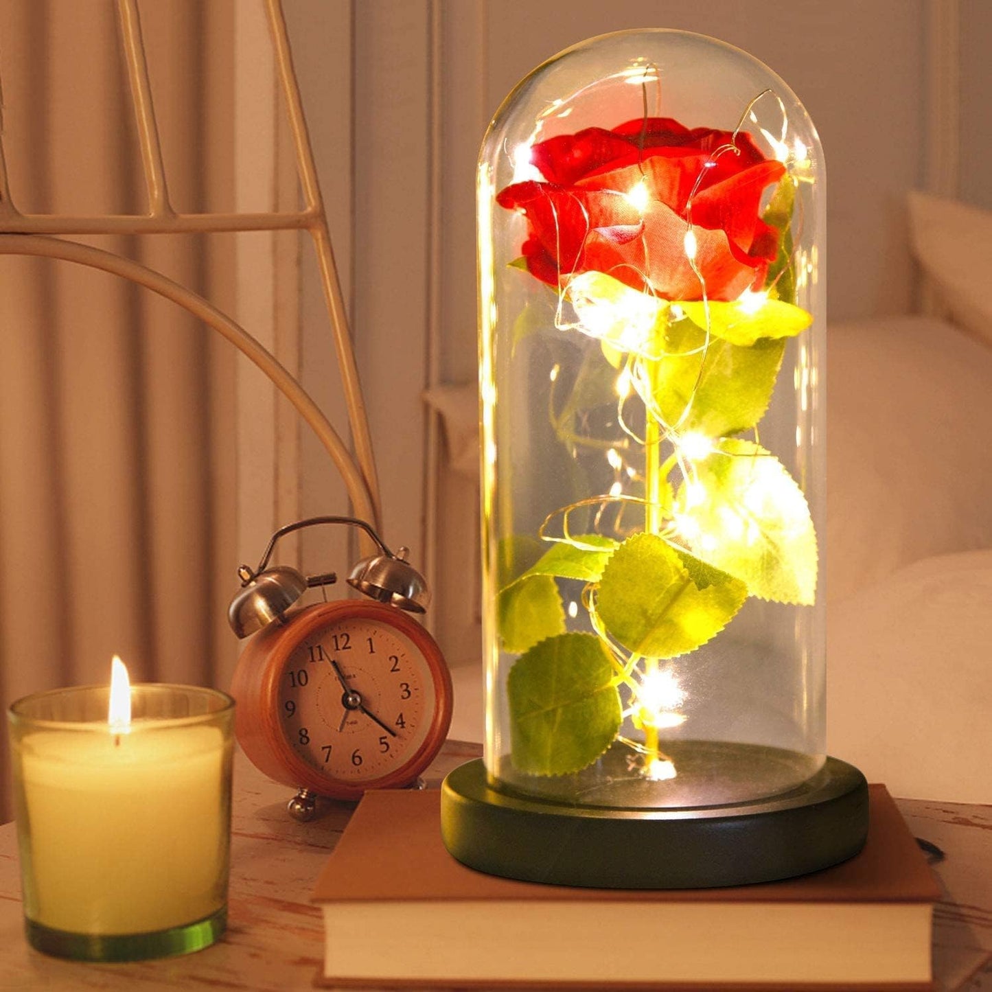 🌹 Eternal Rose Lamp – Handcrafted Glass Rose Light (10" Dome, LED Illuminated)