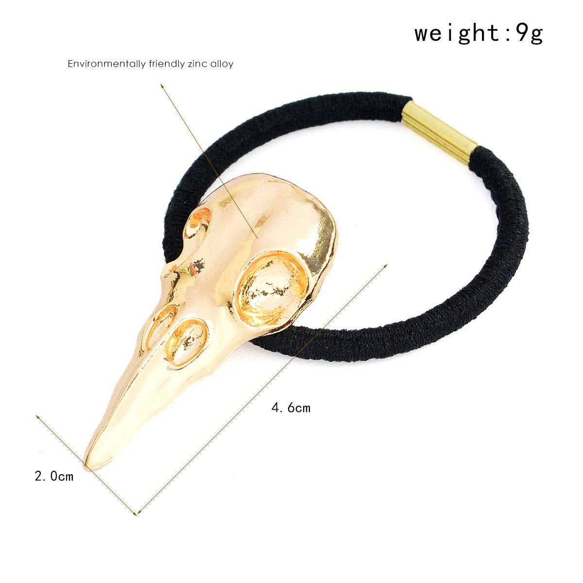 10PCS Women Hair Tie Alloy Crow Skull Elastic Ponytail Holders, Mixed Colors