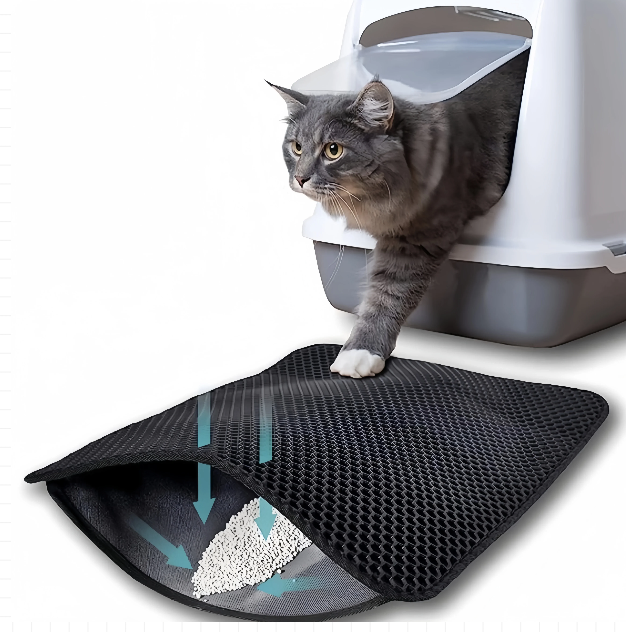 Double‑Layer Waterproof Cat Litter Mat – Large, Non‑Slip, Sand‑Trapping & Washable Pet Litter Box Pad
