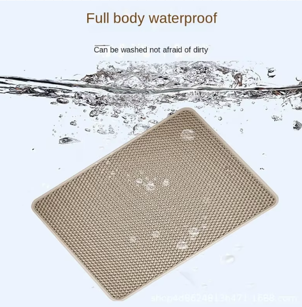 Double‑Layer Waterproof Cat Litter Mat – Large, Non‑Slip, Sand‑Trapping & Washable Pet Litter Box Pad