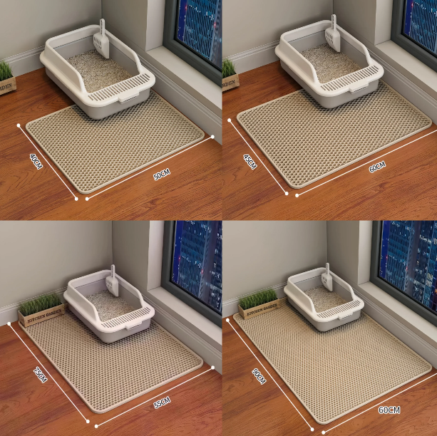 Double‑Layer Waterproof Cat Litter Mat – Large, Non‑Slip, Sand‑Trapping & Washable Pet Litter Box Pad