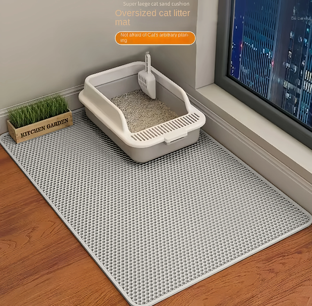 Double‑Layer Waterproof Cat Litter Mat – Large, Non‑Slip, Sand‑Trapping & Washable Pet Litter Box Pad