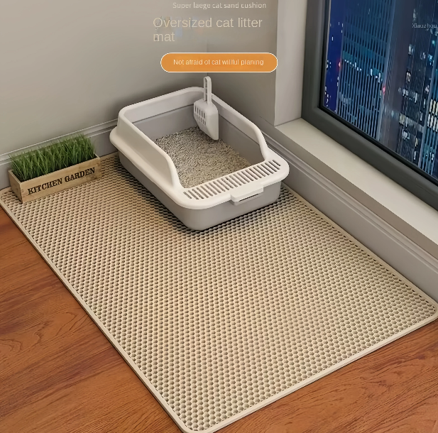 Double‑Layer Waterproof Cat Litter Mat – Large, Non‑Slip, Sand‑Trapping & Washable Pet Litter Box Pad