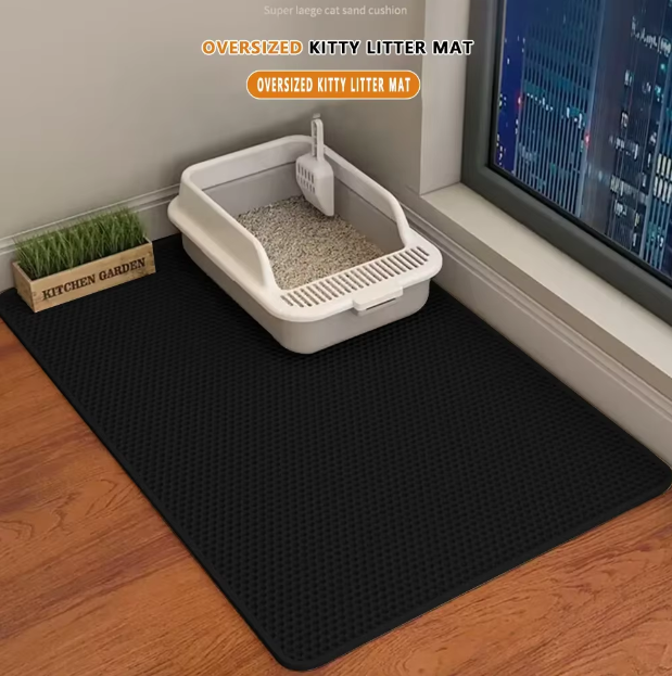 Double‑Layer Waterproof Cat Litter Mat – Large, Non‑Slip, Sand‑Trapping & Washable Pet Litter Box Pad
