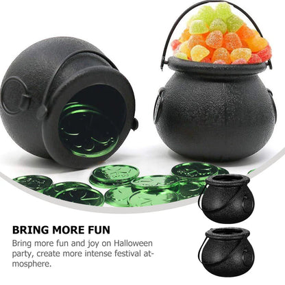12Pcs Halloween Candy Cauldron for Party Gift Buckets Holder Trick Treat Witch Decorative Prop Plastic Container