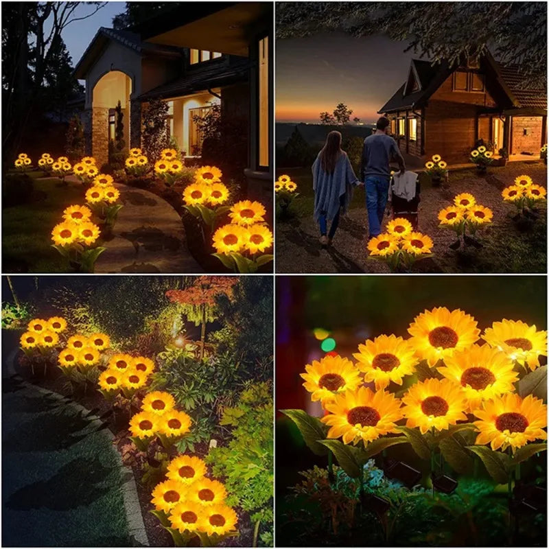 🌻 Solar Sunflower LED Lights – Magical 3-Head Garden Decor (72cm Tall, IP65 Waterproof)