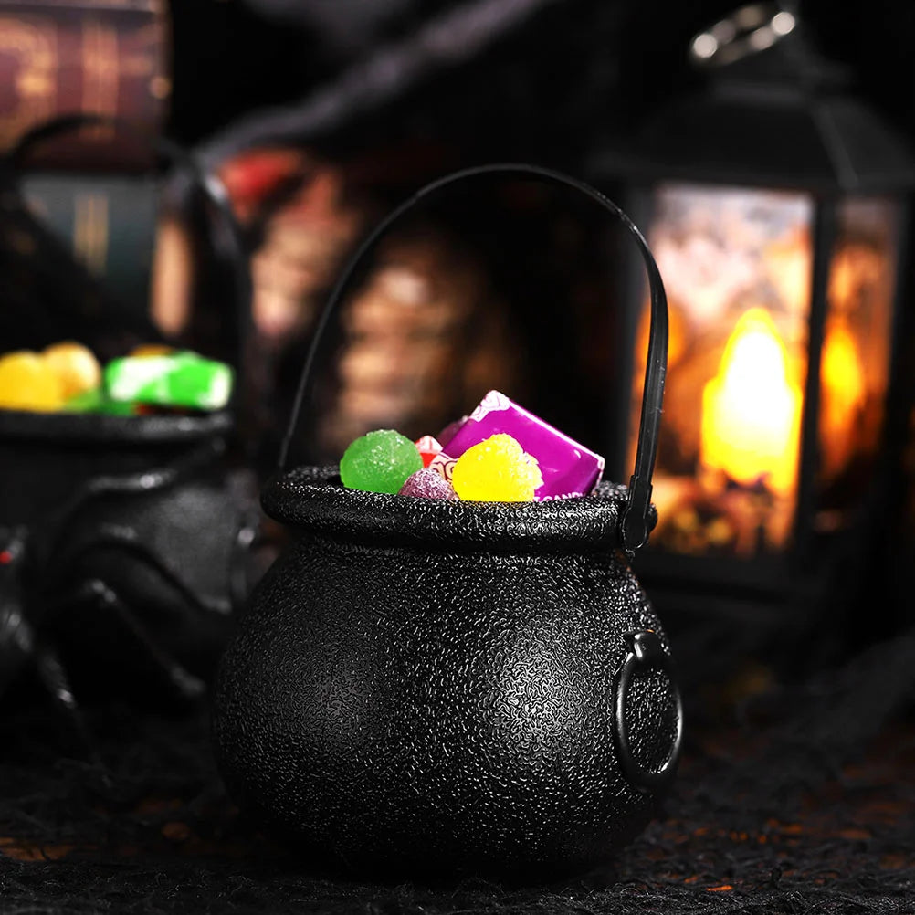 12Pcs Halloween Candy Cauldron for Party Gift Buckets Holder Trick Treat Witch Decorative Prop Plastic Container