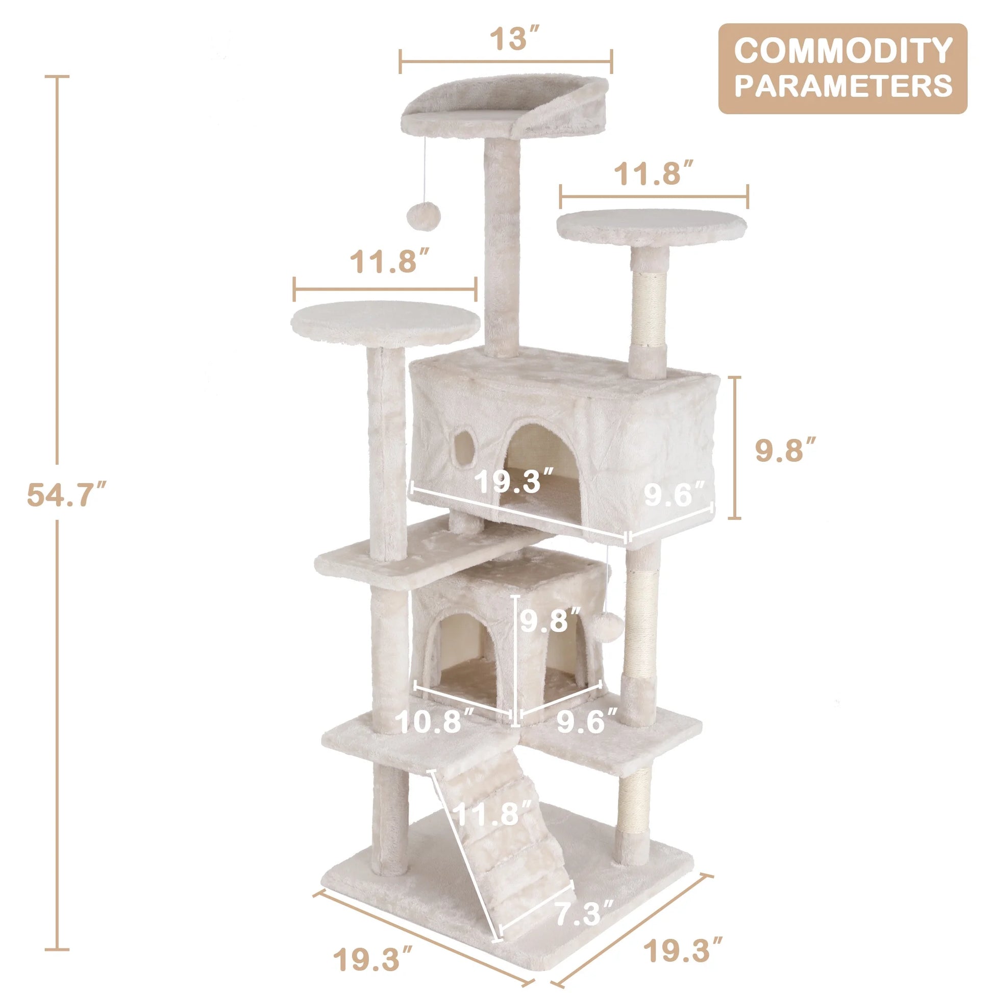 🐱 PurrTower™ 54" Multi-Level Cat Tree – Activity Center with Scratching Posts, Condo House & Toys | For Indoor Cats & Kittens