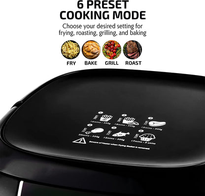 🖤 Compact 3.2 Qt Air Fryer – LED Touchscreen, 6 Presets, Non-Stick, Oil-Free Frying | OVENTE FAD61302B