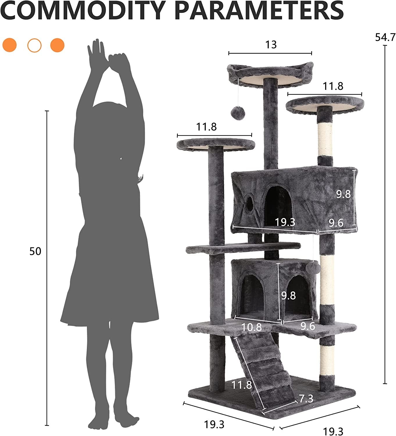 "Ultimate 54'' Cat Tower – Multi-Level Tree with Condos, Scratch Posts & Toys for Happy, Active Cats