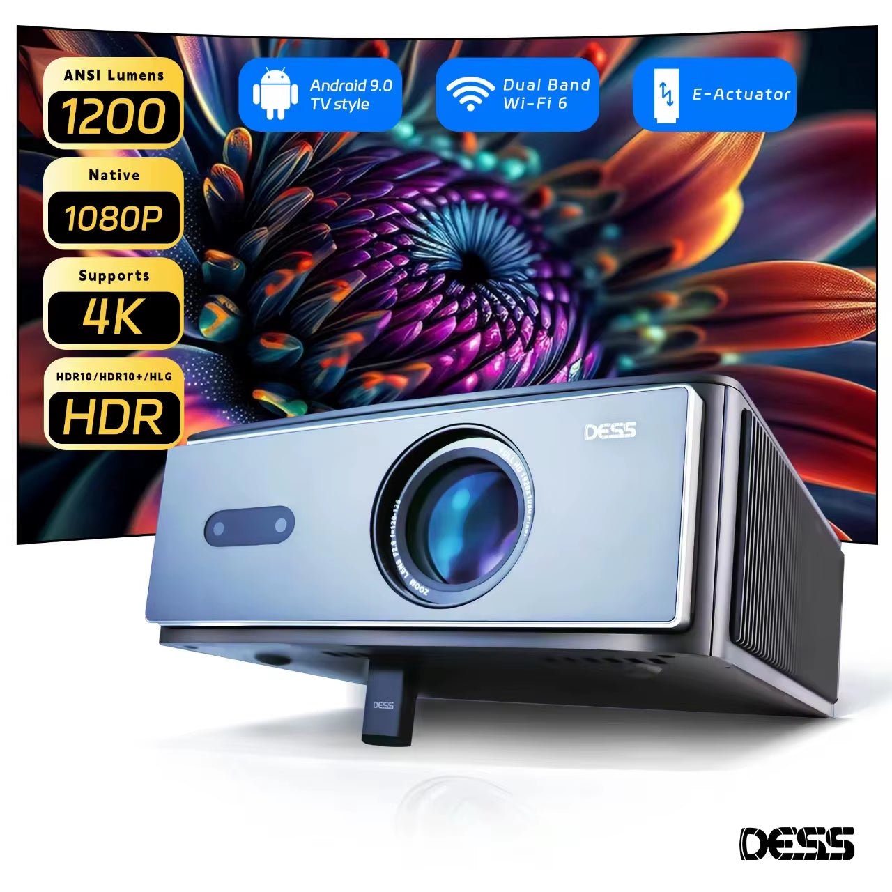 🔥 C4 PRO 4K Projector – 1200ANSI Full HD Home Cinema Beamer with WiFi6, Auto Focus & Ceiling Mode | 32GB Smart TV