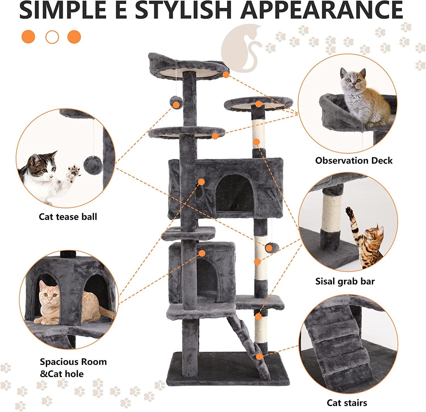 "Ultimate 54'' Cat Tower – Multi-Level Tree with Condos, Scratch Posts & Toys for Happy, Active Cats