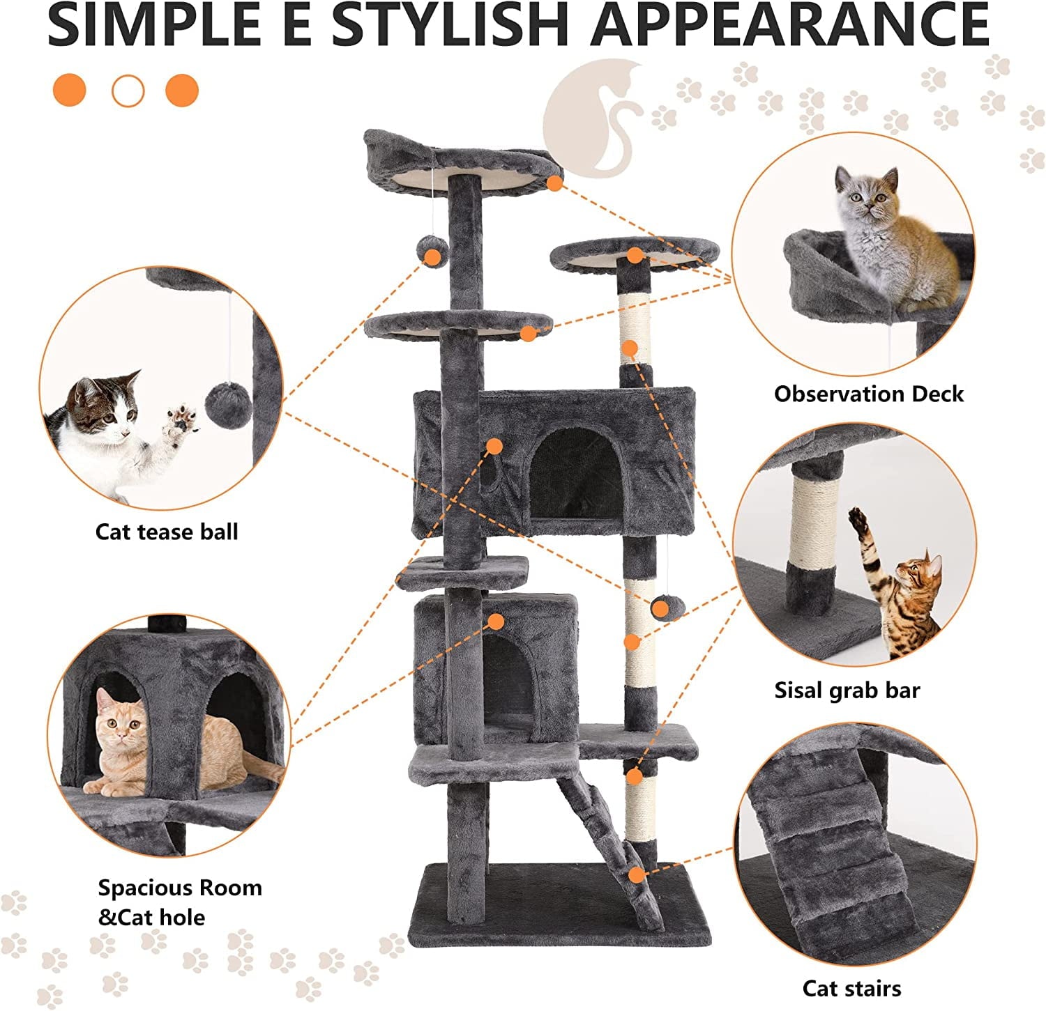 "Ultimate 54'' Cat Tower – Multi-Level Tree with Condos, Scratch Posts & Toys for Happy, Active Cats