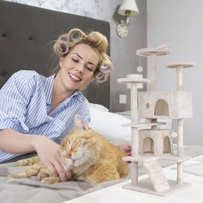 🐱 PurrTower™ 54" Multi-Level Cat Tree – Activity Center with Scratching Posts, Condo House & Toys | For Indoor Cats & Kittens