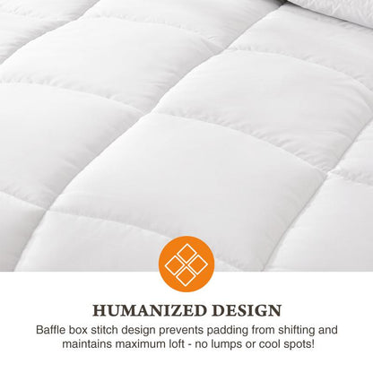 Super Soft Fluffy Fiber Fill, Lightweight and Warm, All Seasons White, Breathable Fabrics, Queen/King Size Bedding