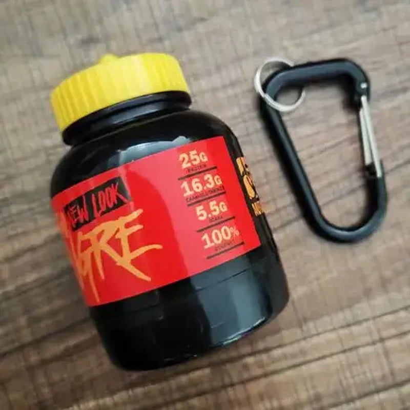 🔑 Portable Protein Powder Container – Keychain Pill Organizer Cup (75x50 mm)