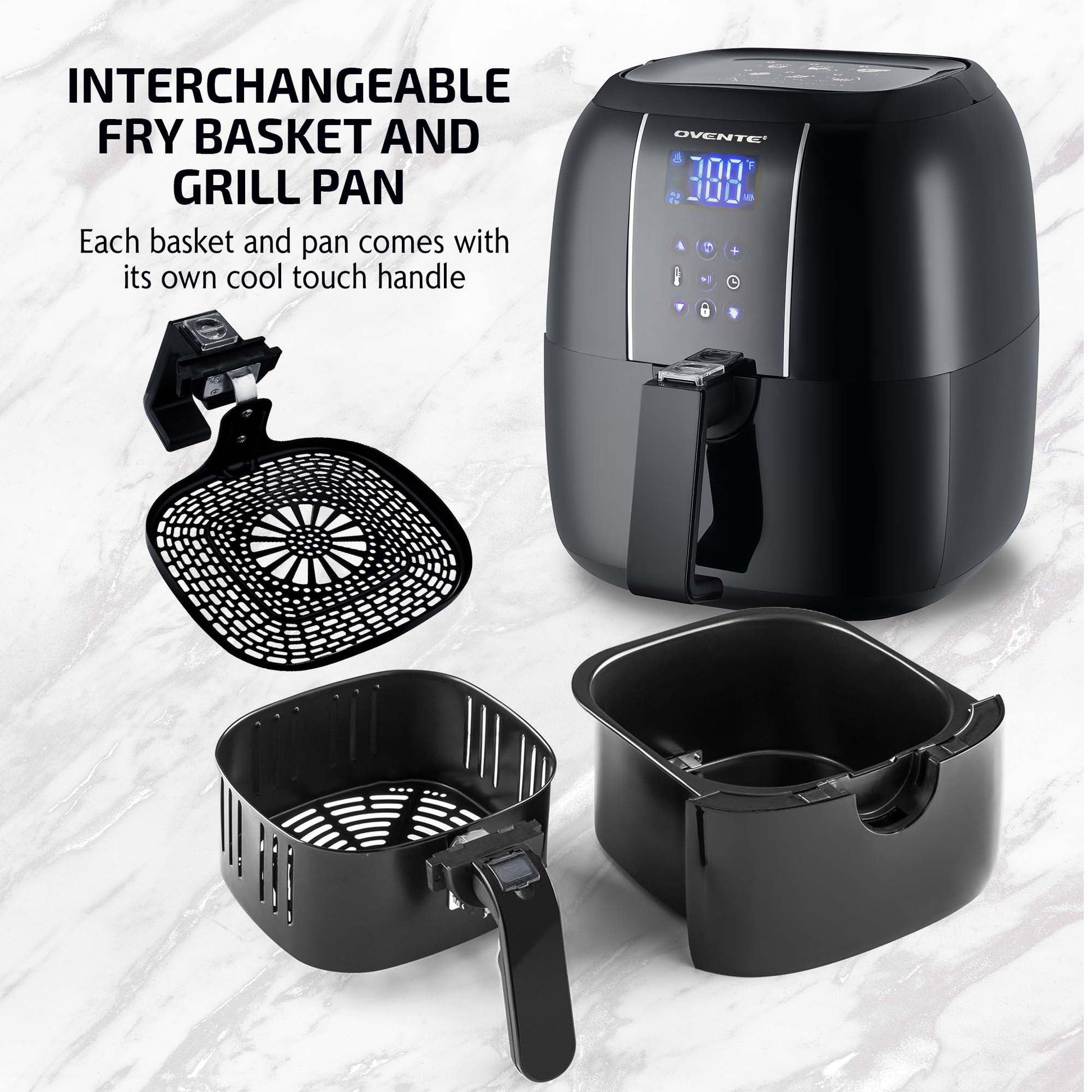🖤 Compact 3.2 Qt Air Fryer – LED Touchscreen, 6 Presets, Non-Stick, Oil-Free Frying | OVENTE FAD61302B