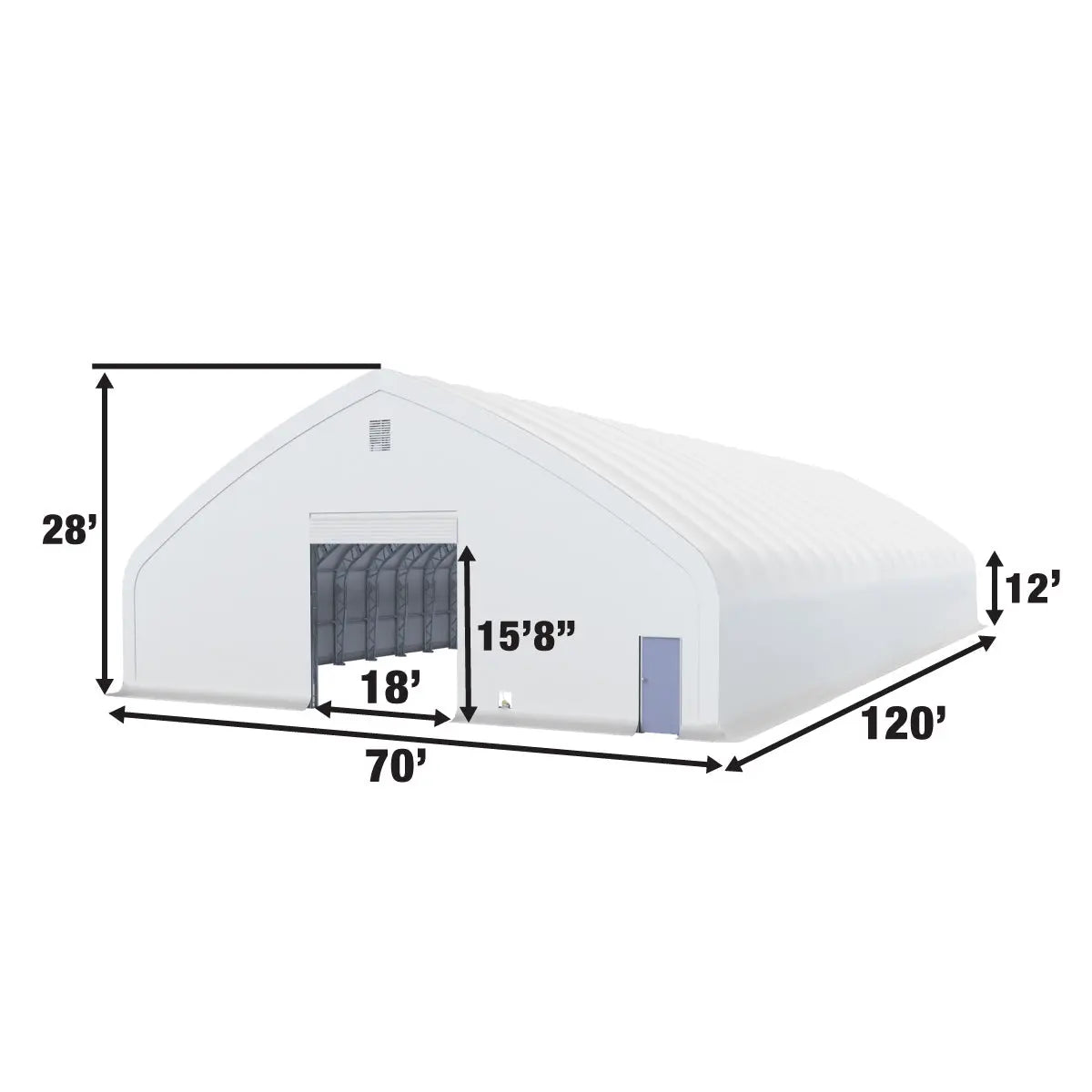 Pro Series 70' X 120' Dual Truss Storage Shelter with Heavy Duty 32 Oz PVC Cover & Drive through Doors, TMG-DT70120-PRO