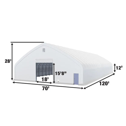 Pro Series 70' X 120' Dual Truss Storage Shelter with Heavy Duty 32 Oz PVC Cover & Drive through Doors, TMG-DT70120-PRO