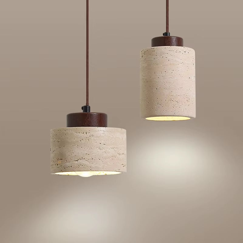 🪨 Japanese Wabi-Sabi Stone Pendant Lamp – Modern Bedside Hanging Light for Bedroom, Bar, or B&B