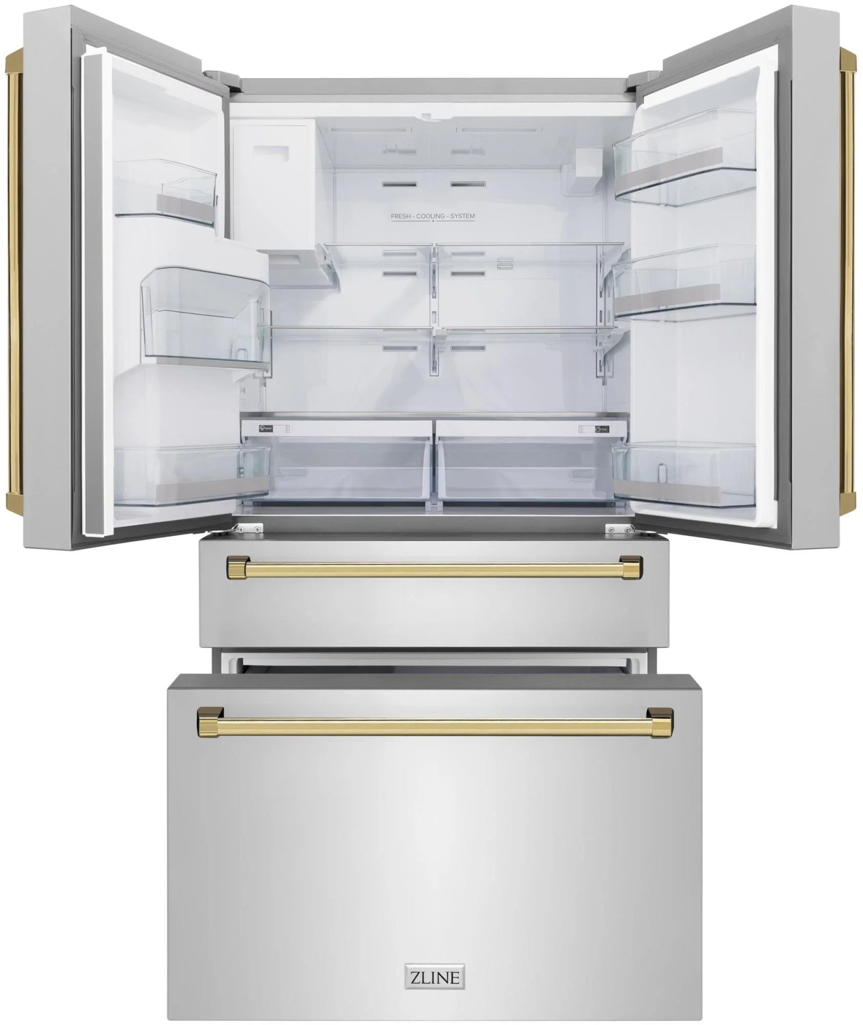 ZLINE 36" Autograph Edition 21.6 Cu. Ft Freestanding French Door Refrigerator with Water and Ice Dispenser in Fingerprint Resistant Black Stainless Steel