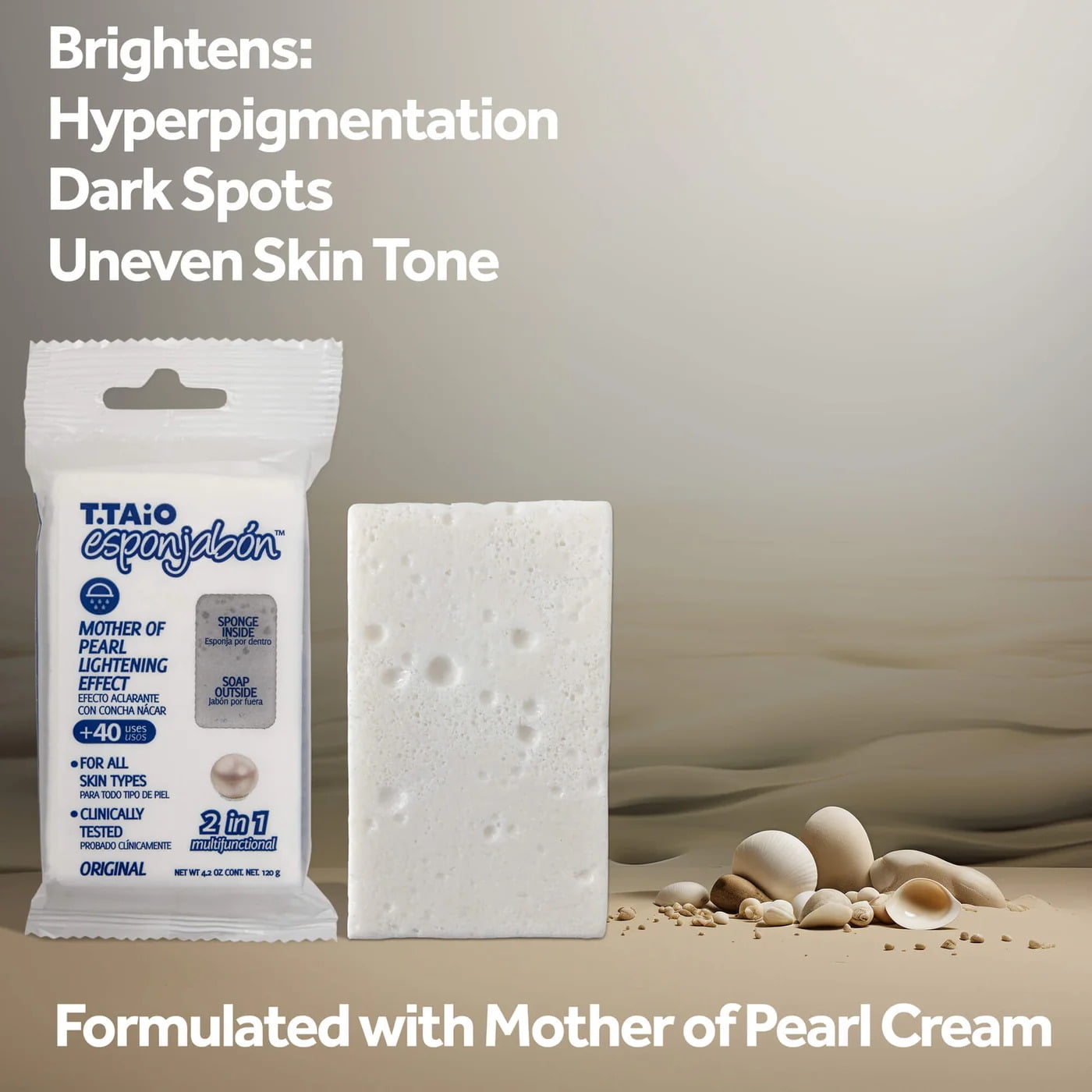 ✨ GlowPearl™ – 2-in-1 Exfoliating Soap Sponge with Mother of Pearl | Brightening Skincare Duo (2 Pack, 4.2oz Each)