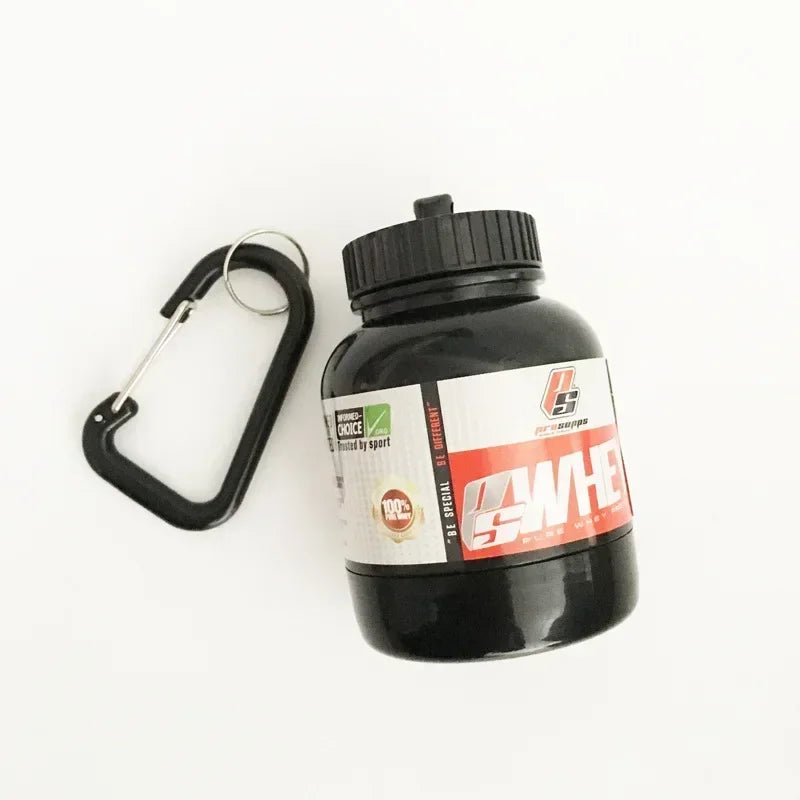 🔑 Portable Protein Powder Container – Keychain Pill Organizer Cup (75x50 mm)