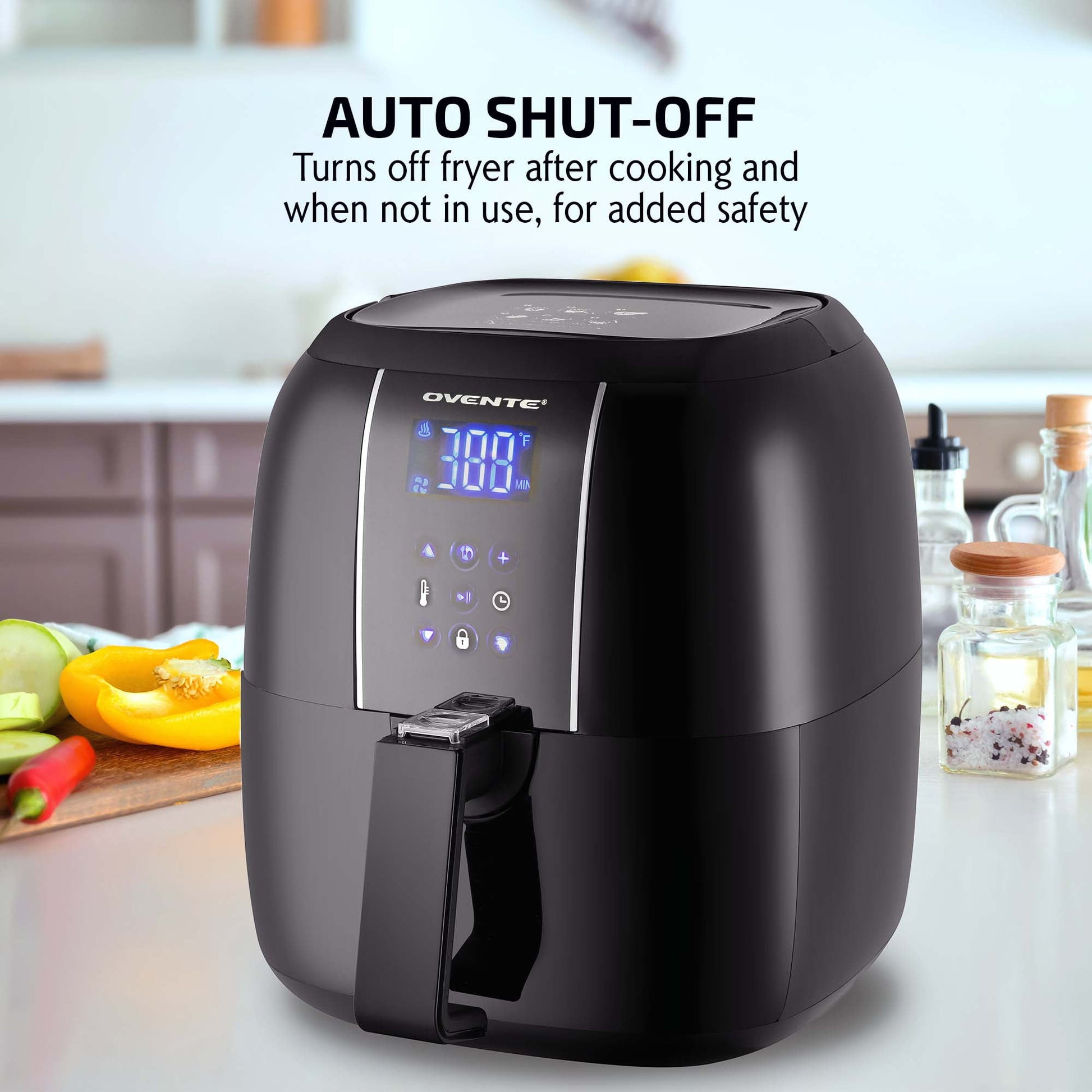 🖤 Compact 3.2 Qt Air Fryer – LED Touchscreen, 6 Presets, Non-Stick, Oil-Free Frying | OVENTE FAD61302B