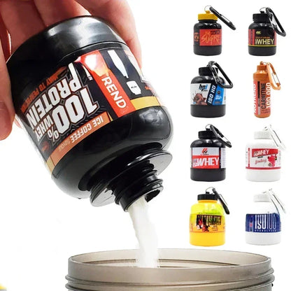 🔑 Portable Protein Powder Container – Keychain Pill Organizer Cup (75x50 mm)