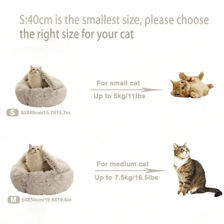 🐾 CozyNest™ 2-in-1 Fluffy Hooded Pet Bed – Cave & Cushion for Cats & Small Dogs | Ultra-Soft, Warm & Washable