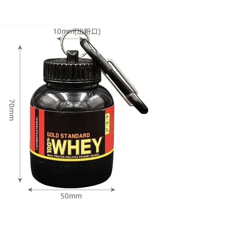 🔑 Portable Protein Powder Container – Keychain Pill Organizer Cup (75x50 mm)