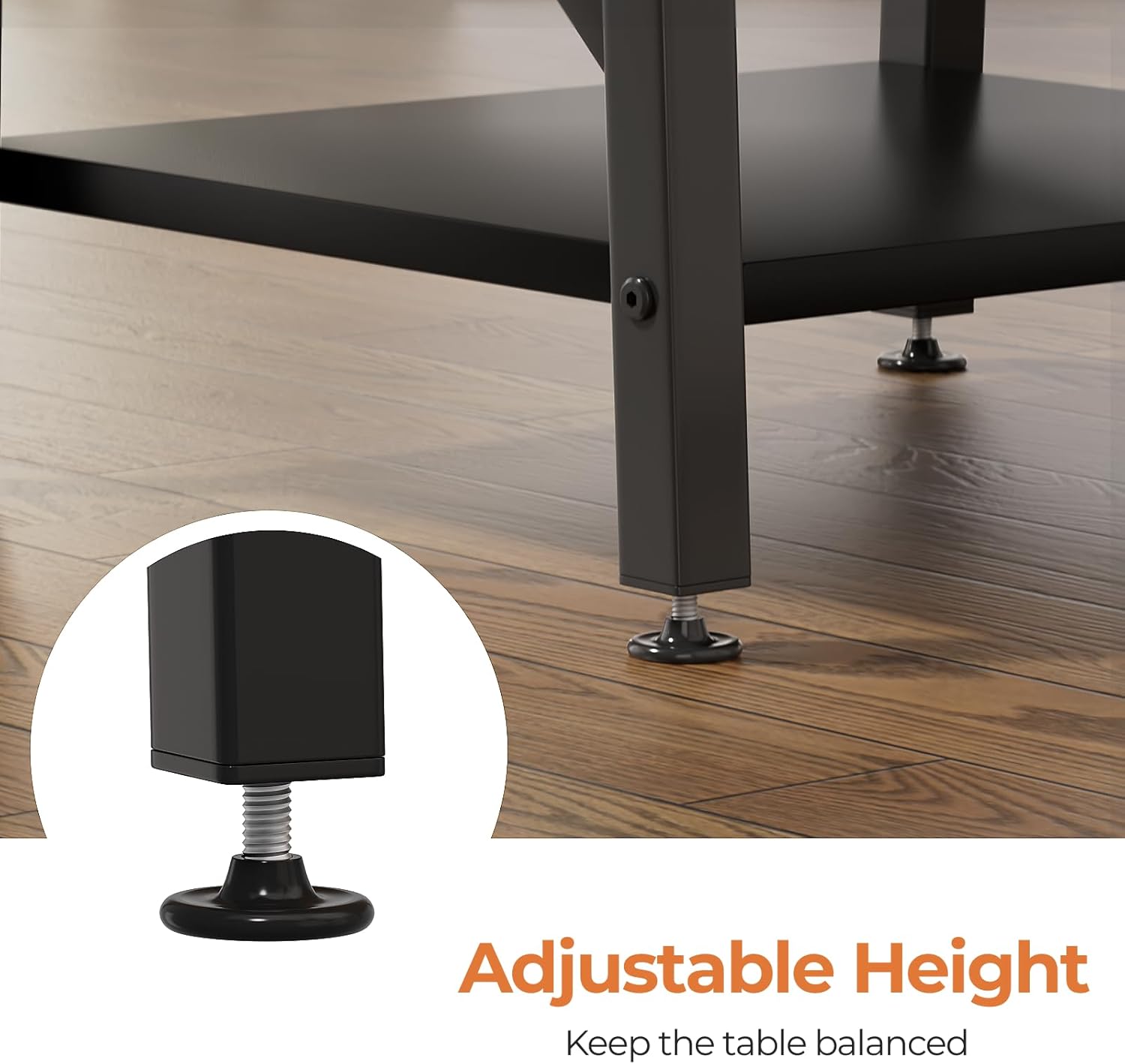 🛋️ Industrial X-Frame End Table – 24" Extra-Large 2-Tier Side Table (Black)