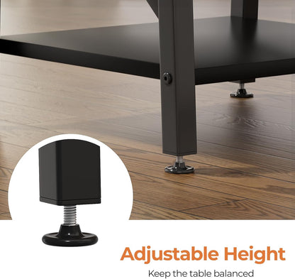 🛋️ Industrial X-Frame End Table – 24" Extra-Large 2-Tier Side Table (Black)
