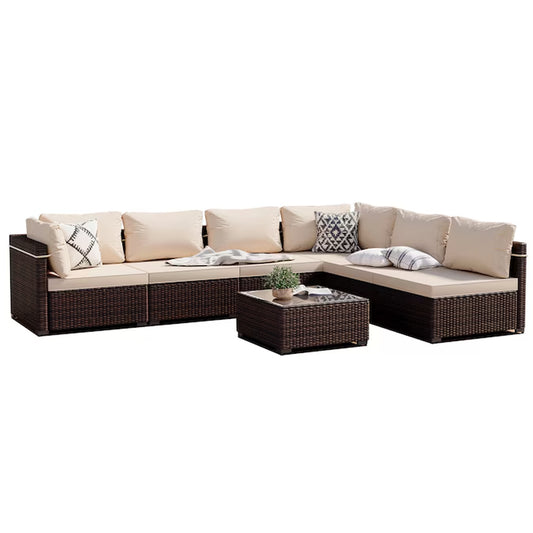 Bohemian 7-Piece Patio Set – Cozy Beige Retreat