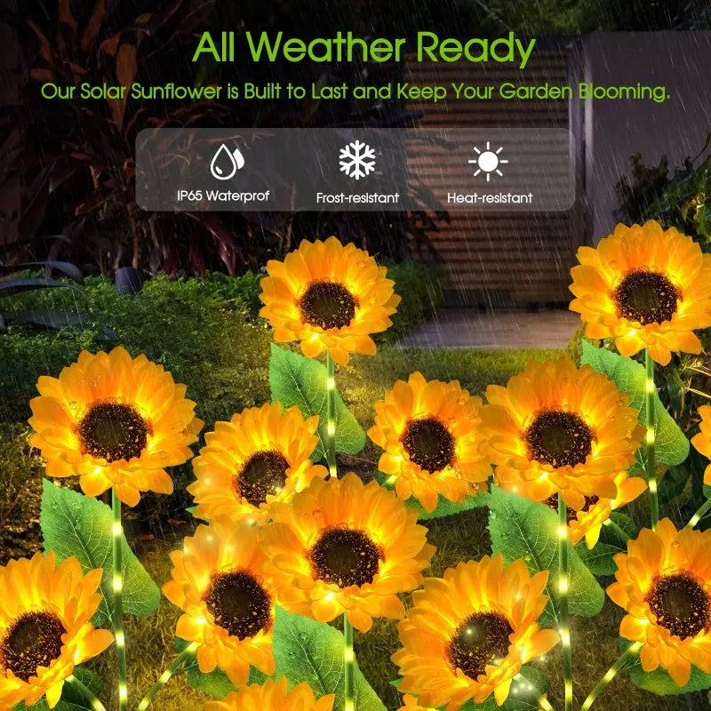 🌻 Solar Sunflower LED Lights – Magical 3-Head Garden Decor (72cm Tall, IP65 Waterproof)