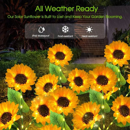 🌻 Solar Sunflower LED Lights – Magical 3-Head Garden Decor (72cm Tall, IP65 Waterproof)