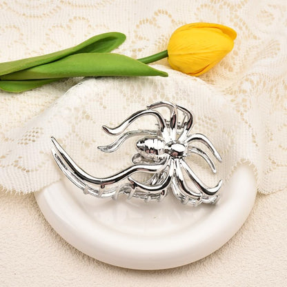 Spider Hair Claw Clips for Women Gothic Hair Clip Pin for Thick Thin Hair Punk Hair Barrettes Accessories for Women Big Spider Shark Clips Halloween Party Decorations for Women Silver Metal Hair Jaw