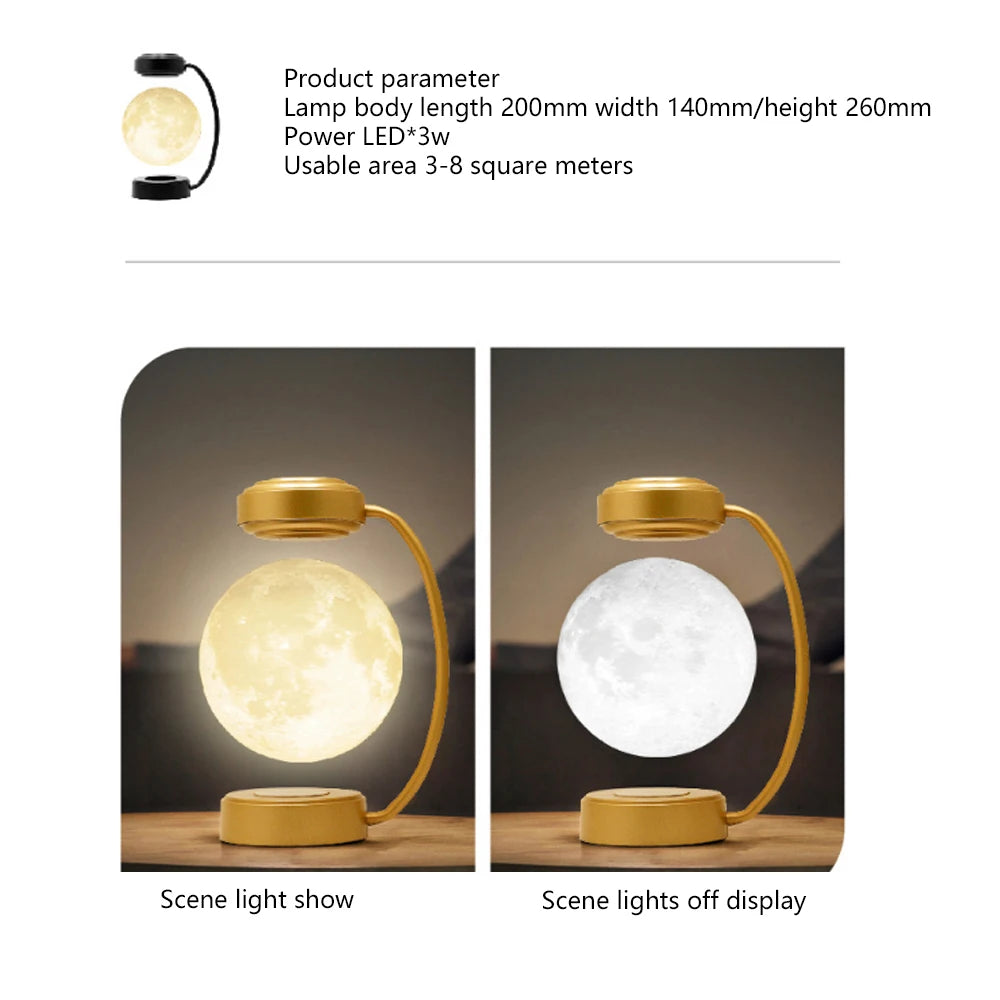 🌕 MagLev Moon Lamp – Floating, Rotating 3D Night Light (3 Colors!) – The Ultimate Gift!
