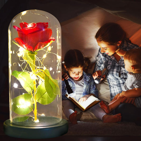 🌹 Eternal Rose Lamp – Handcrafted Glass Rose Light (10" Dome, LED Illuminated)