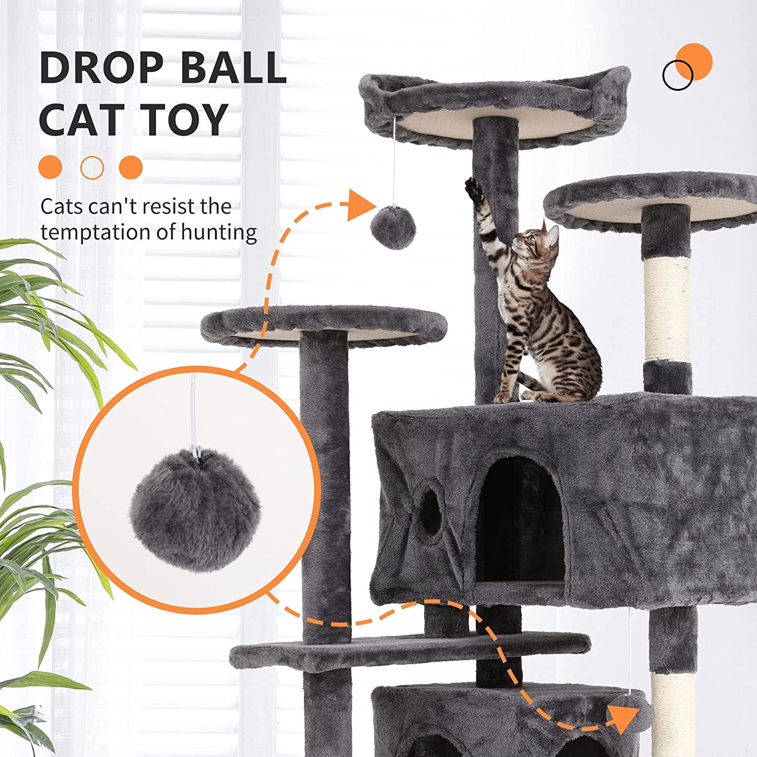"Ultimate 54'' Cat Tower – Multi-Level Tree with Condos, Scratch Posts & Toys for Happy, Active Cats