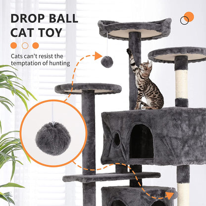 "Ultimate 54'' Cat Tower – Multi-Level Tree with Condos, Scratch Posts & Toys for Happy, Active Cats