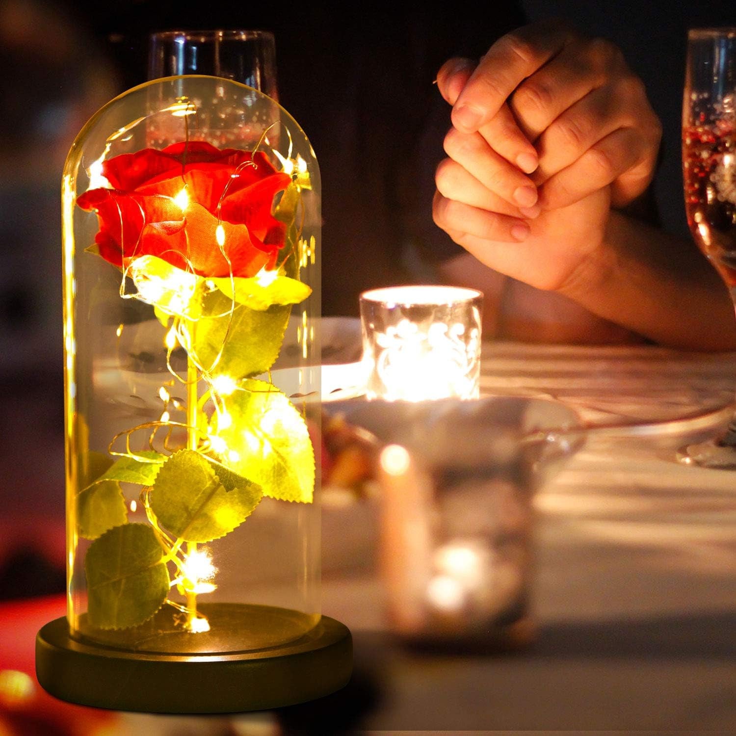 🌹 Eternal Rose Lamp – Handcrafted Glass Rose Light (10" Dome, LED Illuminated)