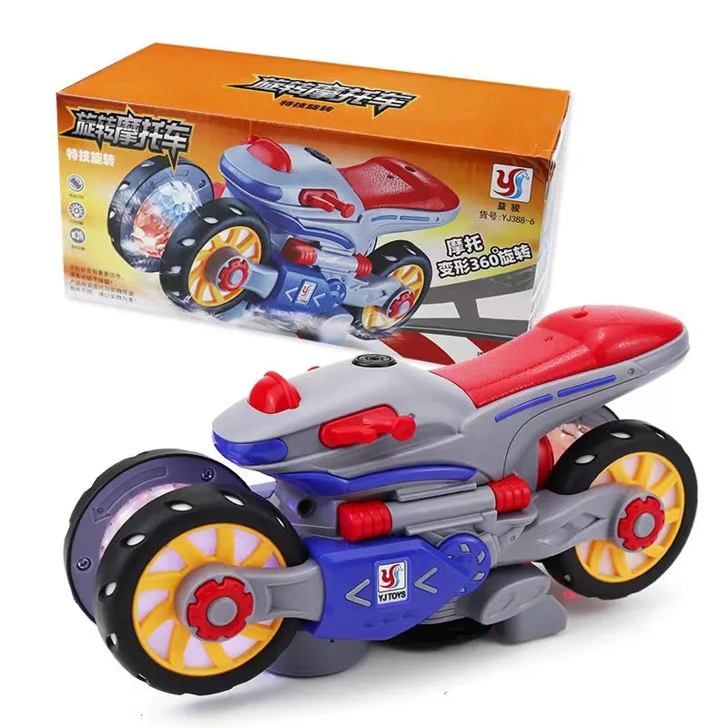 🏍️ Children’s Electric Transformable Motorcycle – Lights, Music & 360° Stunt Rotation