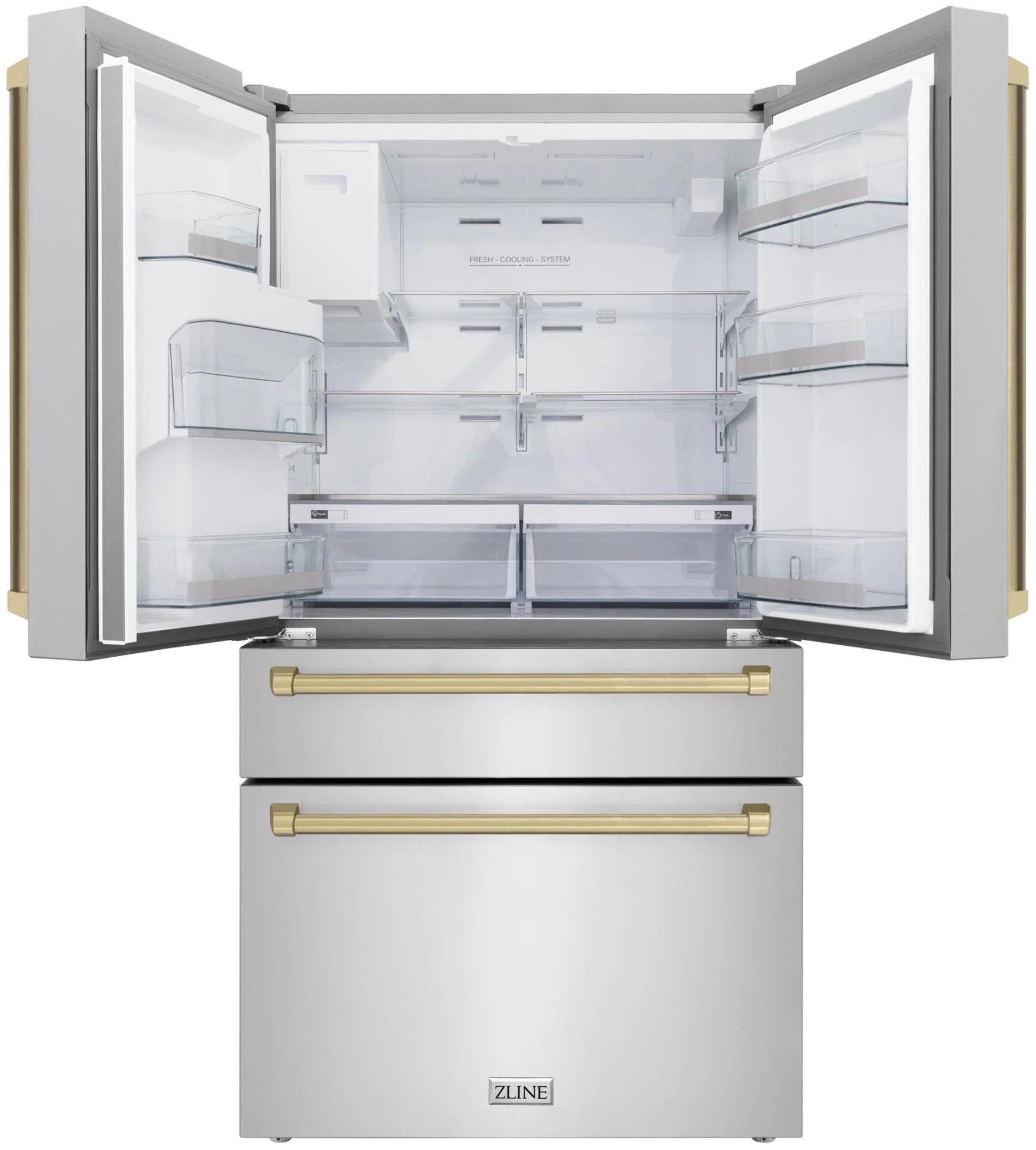ZLINE 36" Autograph Edition 21.6 Cu. Ft Freestanding French Door Refrigerator with Water and Ice Dispenser in Fingerprint Resistant Black Stainless Steel